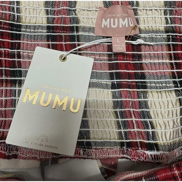 Show Me Your Mumu Plaid Bow Tube Top Large NWT - Picture 4 of 9